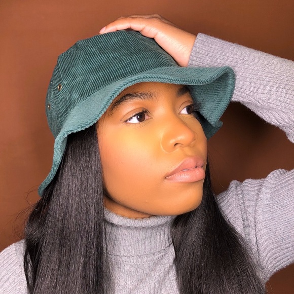 **New Dark Green Corduroy Bucket hat - Picture 4 of 5